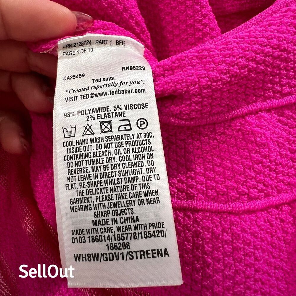 Ted Baker Women's One Shoulder Pink Knitted Skater Dress Size M - Picture 4 of 5